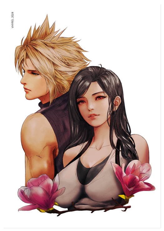 Final Fantasy VII Cloud/Tifa Portrait Print OUTLET