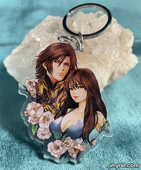 Final Fantasy VIII Squall Rinoa Keychain Double Sided + Double Protection Clear Acrylic