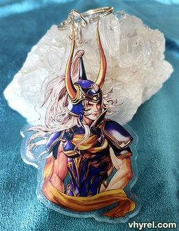 Final Fantasy I Warrior of Light Keychain Double Sided + Double Protection Clear Acrylic