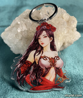 Final Fantasy VII Watercolor Tifa Lockhart Keychain Double Sided + Double Protection Clear Acrylic