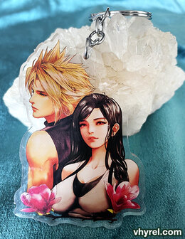 Final Fantasy VII Cloud/Tifa Keychain Double Sided + Double Protection Clear Acrylic Keychain