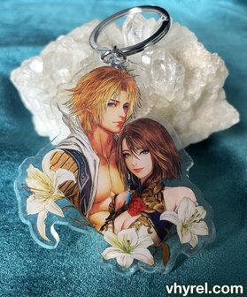 Final Fantasy X Tidus Yuna Portrait Keychain Double Sided + Double Protection Clear Acrylic