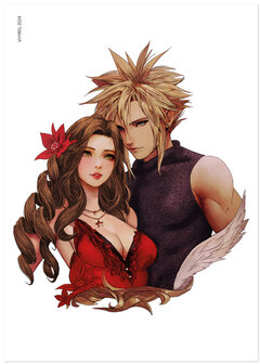 Final Fantasy VII Cloud Aerith Portrait Print