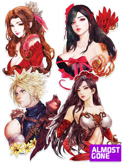 Final Fantasy VII Aerith, Tifa, Cloud Sticker Set