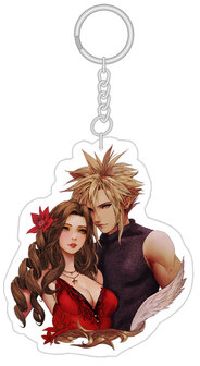 Final Fantasy VII Cloud Aerith Portrait Keychain Double Sided + Double Protection Clear Acrylic