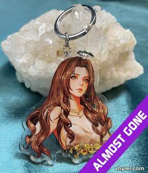 Final Fantasy VII Aerith Loveless Portrait Keychain Double Sided + Double Protection Clear Acrylic