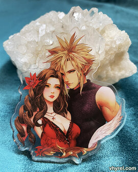 Final Fantasy VII Cloud Aerith Portrait Clear Acrylic Pin