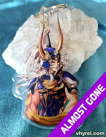 Final Fantasy I Warrior of Light Keychain Double Sided + Double Protection Clear Acrylic