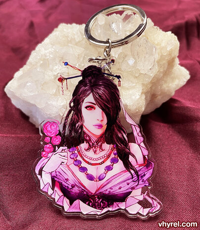 Final Fantasy X Lulu Keychain Double Sided Clear Acrylic Glossy