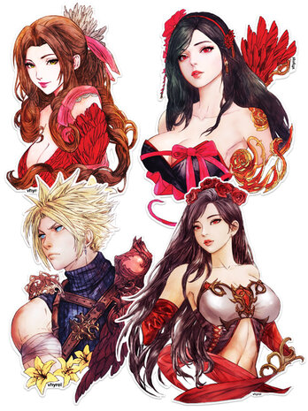 Final Fantasy VII Aerith, Tifa, Cloud Sticker Set