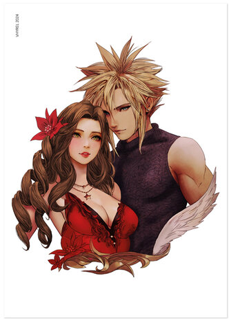 Final Fantasy VII Cloud Aerith Portrait Print