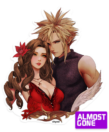 Final Fantasy VII Cloud Aerith Portrait Die Cut Sticker