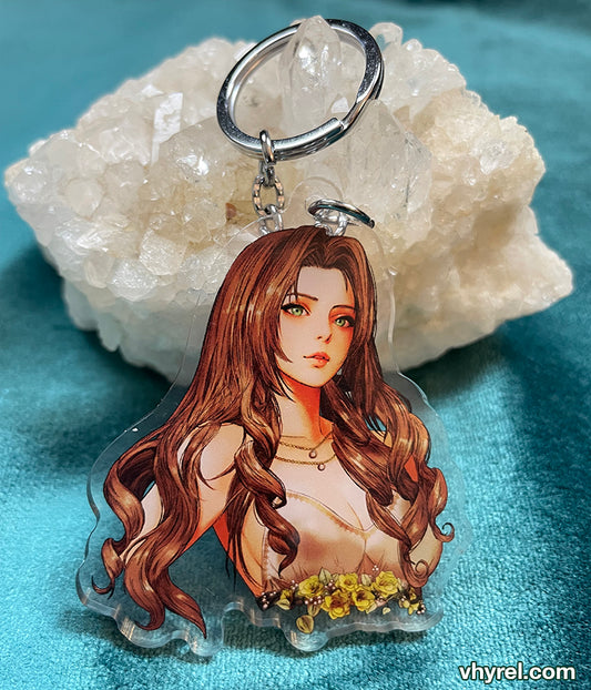 Final Fantasy VII Loveless Aerith Keychain Double Sided Acrylic