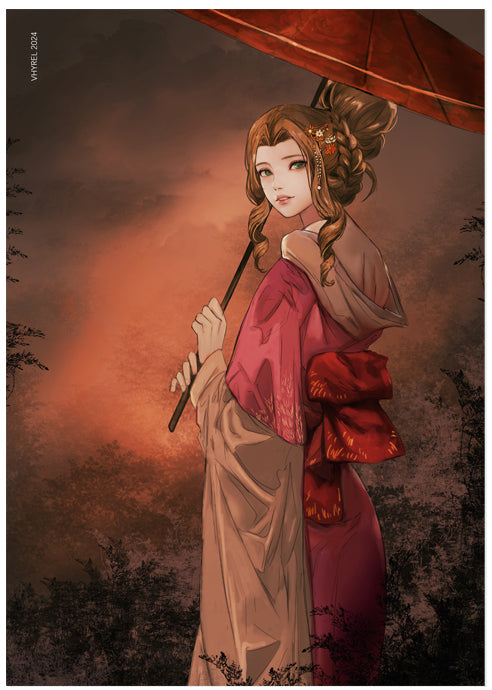 Final Fantasy VII Aerith Kimono Print OUTLET