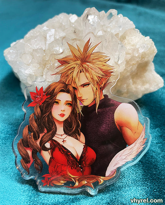 Final Fantasy VII Cloud/Aerith Clear Acrylic Pin