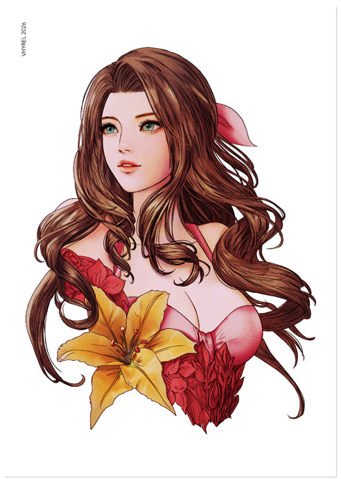 FFVII Aerith Flower Portrait Print