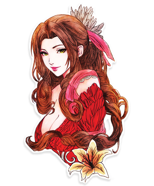 Final Fantasy VI Watercolor Aerith Die Cut Sticker