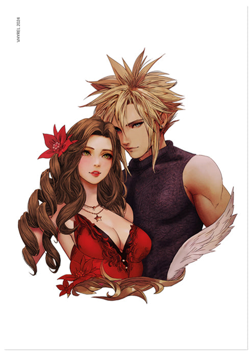 Final Fantasy VII Cloud/Aerith Portrait Print