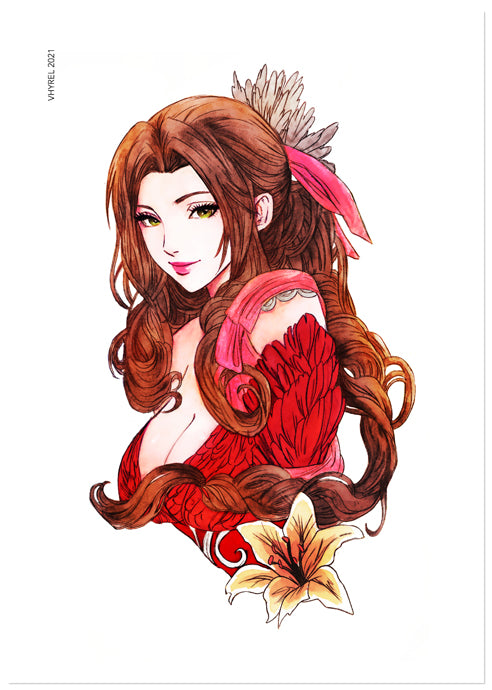 Final Fantasy VII Watercolor Aerith Print
