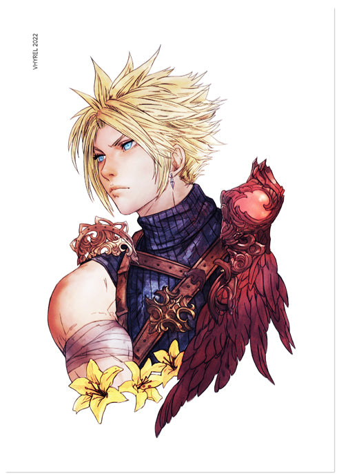 Final Fantasy VII Watercolor Cloud Print