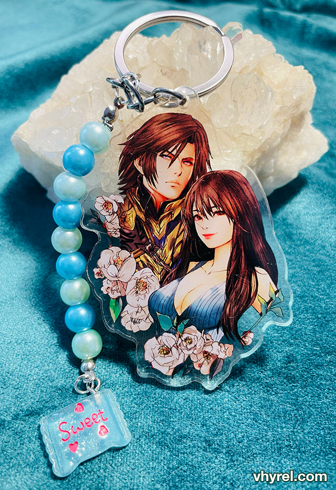 Final Fantasy VIII Rinoa/Squall Beaded Double Sided Acrylic Keychain