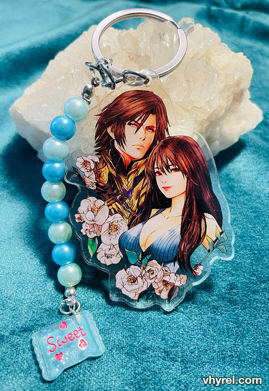 Final Fantasy VIII Rinoa/Squall Beaded Double Sided Acrylic Keychain