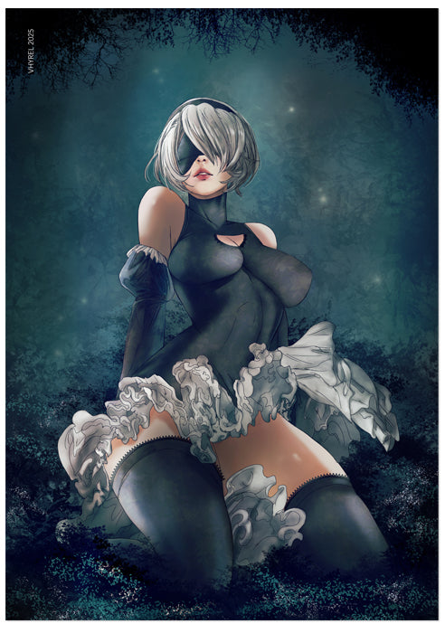 Nier Automata 2B Forest Print